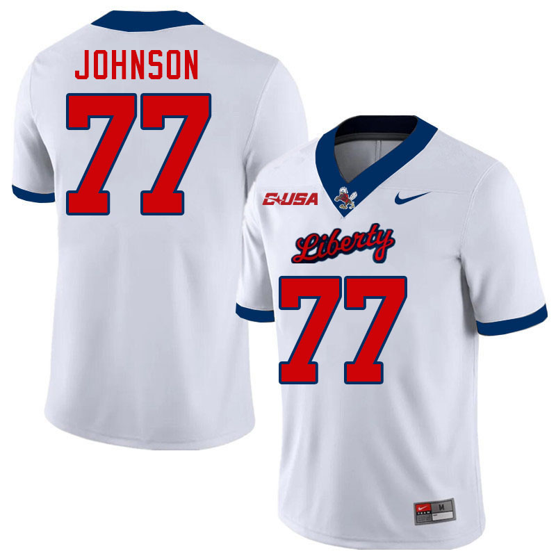 Liberty Flames #77 Andrew Johnson College Football Jerseys Stitched-White